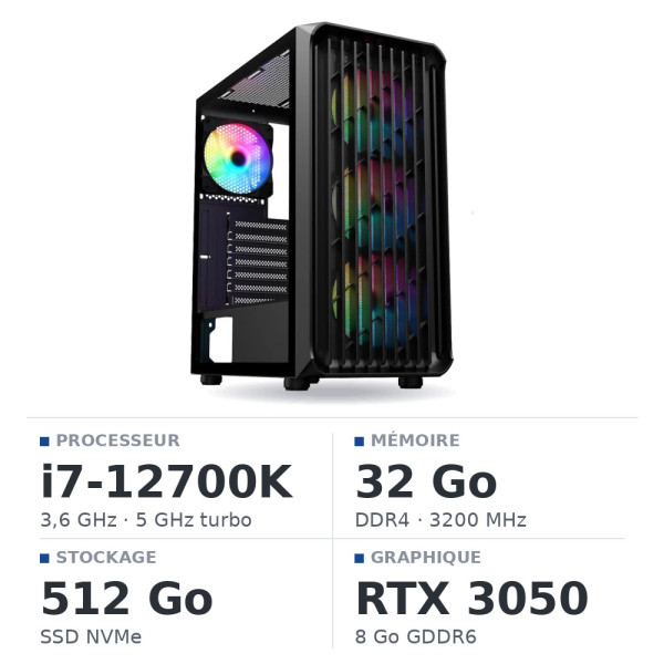PC Gamer UltraPC Core i7 12700K/512GB SSD/32GB/RTX3050 8GB