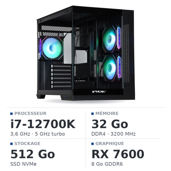 PC Gamer UltraPC Core i7 12700K/512GB SSD/32GB/RX7600