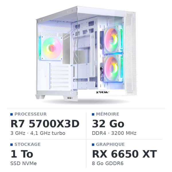 PC Gamer UltraPC Ryzen 7 5700X3D/32GB/1TB SSD/RX6650XT 8GB