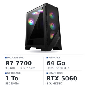 PC Gamer Ultrapc Ryzen 7 7700/1TB SSD/64GB DDR5/RTX5060