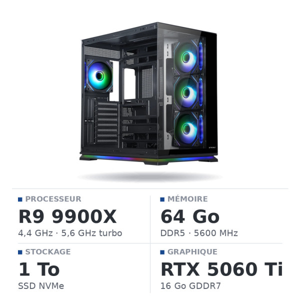 PC Gamer UltraPC Ryzen 9 9900X/1TB SSD/64GB DDR5/RTX5060TI 16G