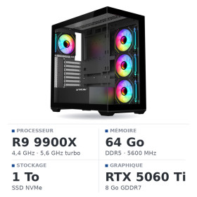 PC Gamer UltraPC Ryzen 9 9900X/1TB SSD/64GB DDR5/RTX5060TI 8G
