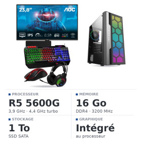 SETUP Gamer Essential R5 5600G + XGC-120 + X24G14IFF 144Hz