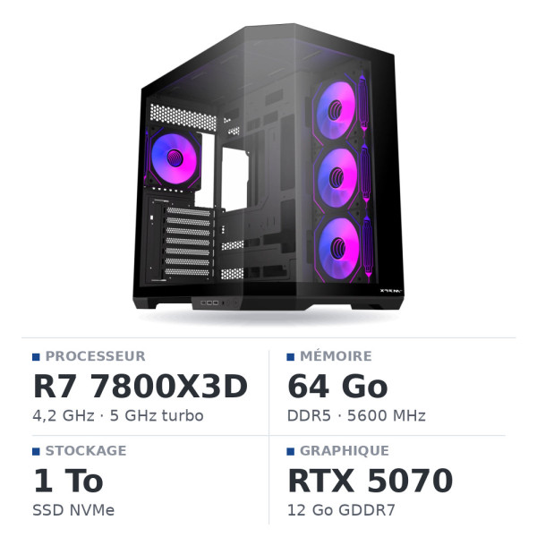 PC Gamer UltraPC Ryzen 7 7800X3D/1TB SSD/64GB DDR5/RTX5070