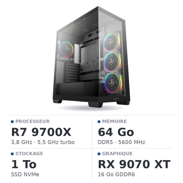 PC Gamer UltraPC Ryzen 7 9700X/64GB DDR5/1TB SSD/RX9070XT