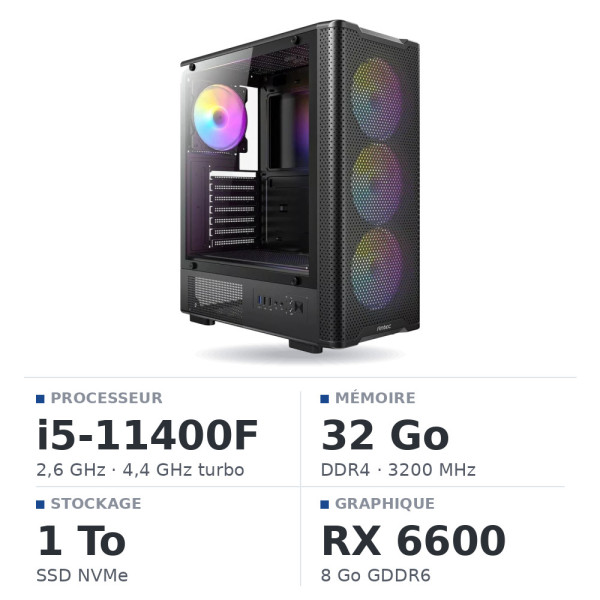 PC Gamer UltraPC Core i5 11400F/1TB SSD/32GB/RX6600