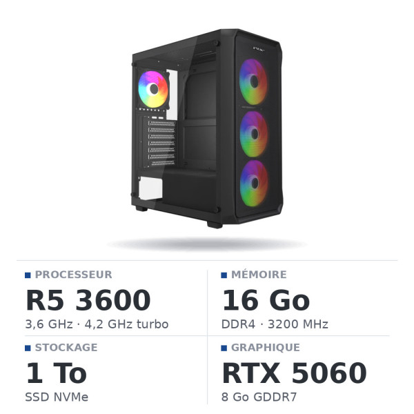 PC Gamer UltraPC Ryzen 5 3600 /16GB/1TB SSD/RTX5060