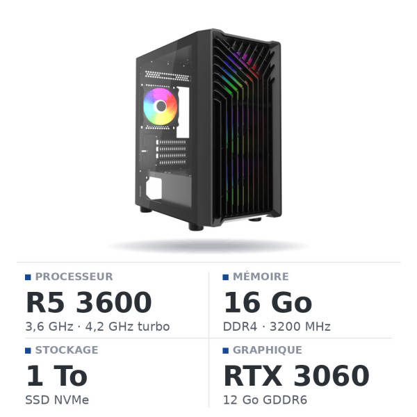 PC Gamer UltraPC Ryzen 5 3600/16GB/1TB SSD/RTX3060 12GB