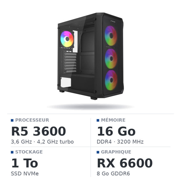 PC Gamer UltraPC Ryzen 5 3600/16GB/1TB SSD/RX6600