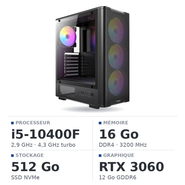 PC Gamer UltraPC Core i5 10400F/512GB SSD/16GB/RTX3060