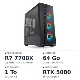 PC Gamer UltraPC Ryzen 7 7700X/1TB SSD/64GB DDR5/RTX5080