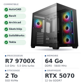 PC PRO UltraPC Architecture Avancé Ryzen 7 9700X/64GB/2TB SSD/RTX 5070 12GB