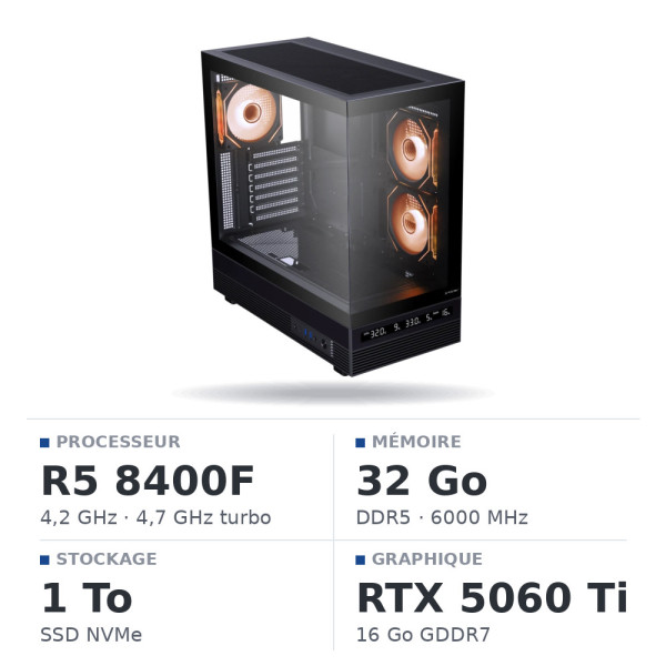 PC Gamer UltraPC Ryzen 5 8400F/1TB SSD/32GB DDR5/RTX5060Ti 16GB