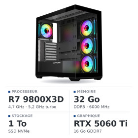 PC Gamer UltraPC Ryzen 7 9800X3D/1TB SSD/32GB DDR5/RTX5060TI 16G