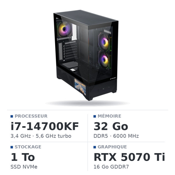 PC Gamer Ultrapc Intel Core i7 14700KF/1TB SSD/32GB DDR5/RTX5070TI