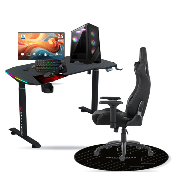 SETUP Complet Ryzen 5 8400F/512GB SSD/16GB DDR5/RTX3050 8GB + 24" 144Hz + S101-BA-3 + Fauteuil Slayer + Bureau NEXUS + Tapis