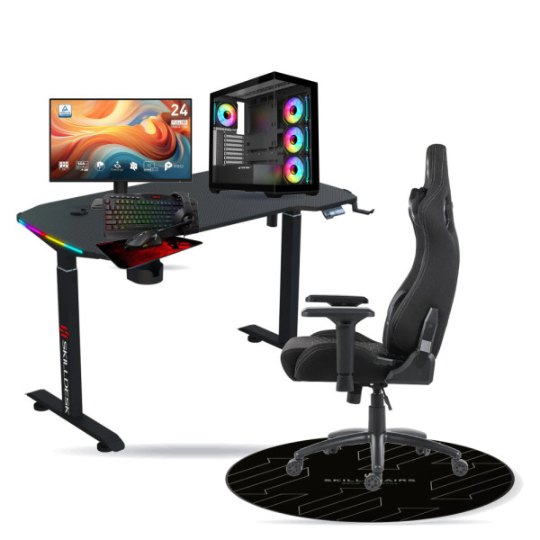 SETUP Complet Ryzen 5 7600/16GB DDR5/512GB SSD/RTX3050 8GB + 24" 144Hz + S101-BA-3 + Fauteuil Slayer + Bureau NEXUS + Tapis