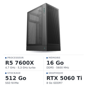 PC Gamer Ultrapc Ryzen 5 7600X/512GB SSD/16GB DDR5/RTX5060TI 8GB