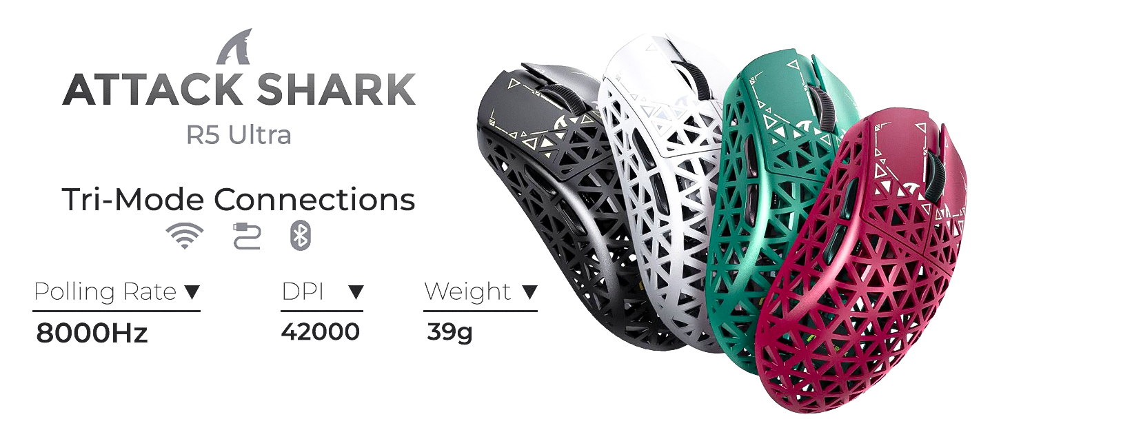 Attack Shark R5 Ultra, Attack Shark R5 Ultra Maroc, souris gaming Attack Shark R5 Ultra, Attack Shark R5 Ultra 8000Hz, souris gaming 42000 DPI Maroc, souris gaming ultra légère 39g, Attack Shark R5 Ultra prix Maroc, souris gaming tri mode Bluetooth 2.4G U