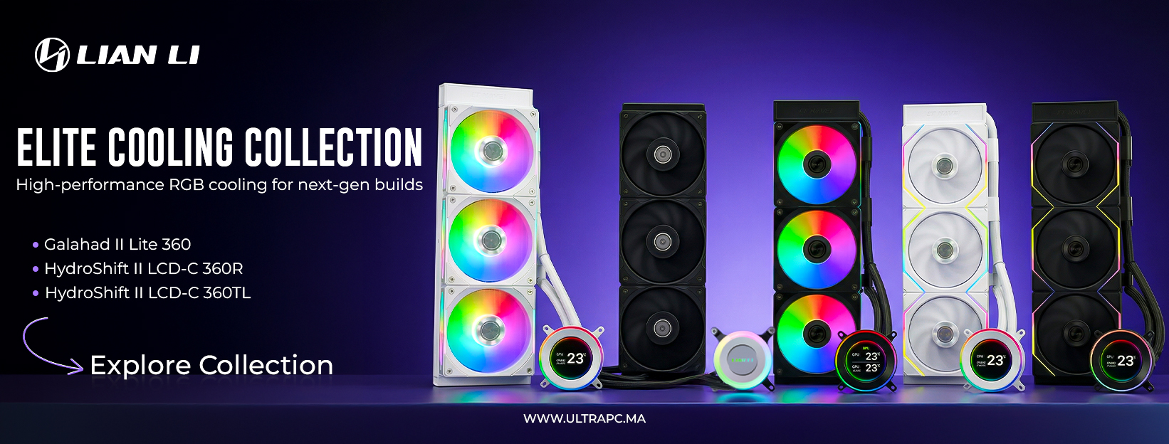 Lian Li cooling Maroc, Lian Li AIO Maroc, Lian Li Galahad II Maroc, Lian Li HydroShift Maroc, Lian Li RGB cooling Maroc, watercooling PC Maroc, AIO cooler Maroc, refroidissement liquide PC Maroc, Lian Li fans RGB Maroc, Lian Li cooling prix Maroc, acheter