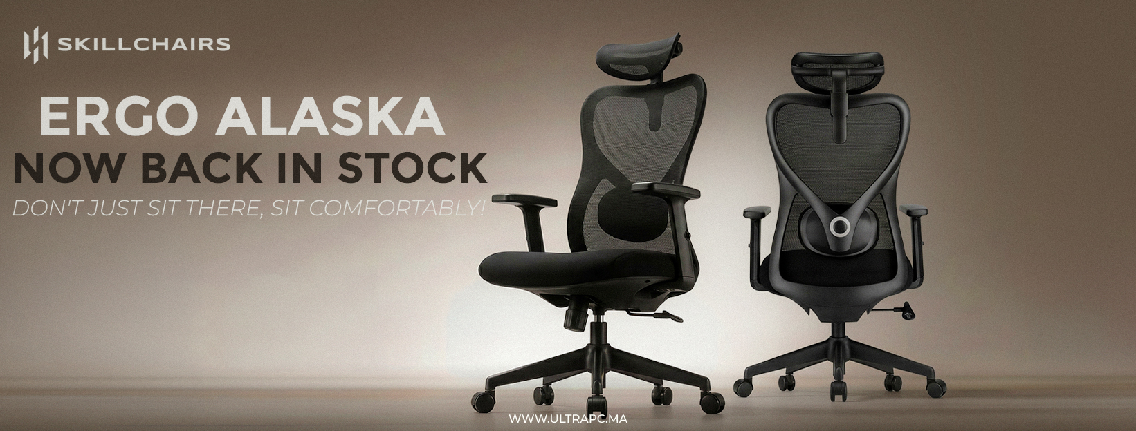 Skillchairs Ergo Alaska Maroc, chaise ergonomique Maroc, fauteuil bureau ergonomique Maroc, ergonomic office chair Morocco, chaise bureau premium Maroc, chaise mesh ergonomique Maroc, chaise support lombaire Maroc, chaise bureau confortable Maroc, office 